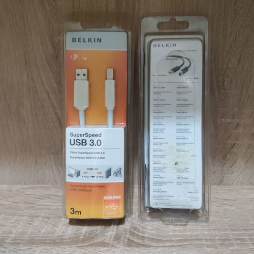 Belkin USB 3.0 cables pack, USB A to USB B, 3 meters, new, 2 pieces