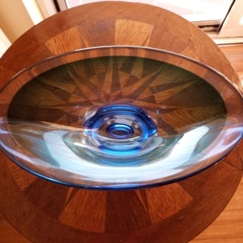 Kosta Boda Vision crystal bowl blue, design Göran Wärff