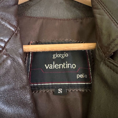 Vintage leather brown 3/4 coat used Giorgio Valentino, size S