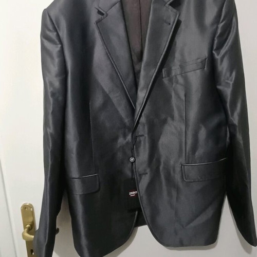 Suit new large Italian shiny anthracite with gift shirt