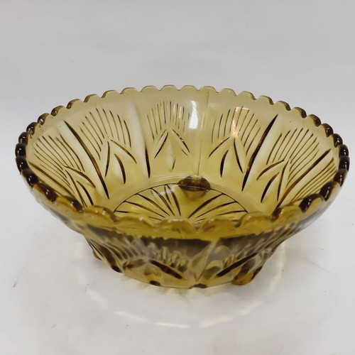 Vintage amber glass bowl from Czechoslovakia like new, 20.5 cm