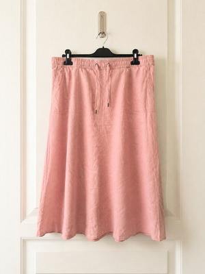 Olsen Pure Linen Midi Skirt Dusty Pink EU 46 XL New with Tags