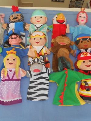 Puppet theater figures used, set of 18 with free cloth