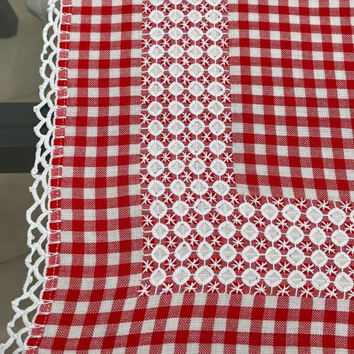 Handmade small checkered tablecloth new 74x77