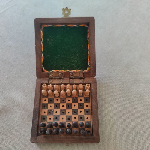 Collectable Wooden Games Travel Chess Set and Playing Cards Pair