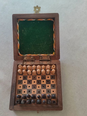 Collectable Wooden Games Travel Chess Set and Playing Cards Pair