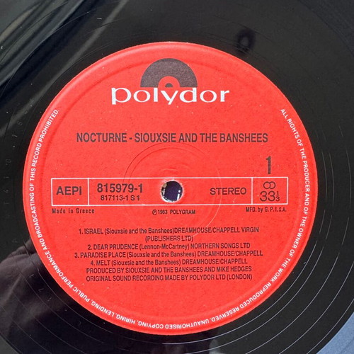 Siouxsie & The Banshees Nocturne 2xLP used, 1st Greek edition 1983