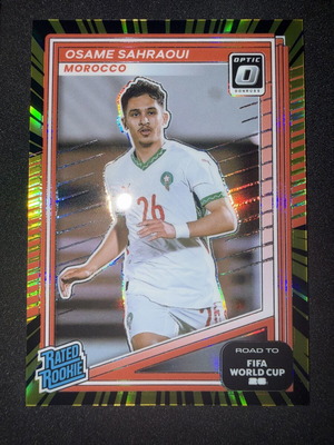 2025-26 Panini Donruss Road to FIFA World Cup 26 Osame Sahraoui Rated Rookie Optic Red κάρτα σαν καινούργια