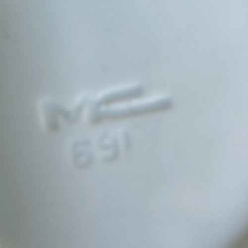 Faience jug used, white with fruit motif
