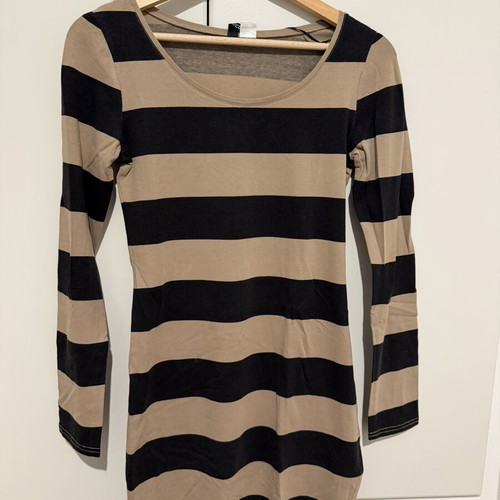 H&M striped fitted blouse size L 40 used, multicolor gold