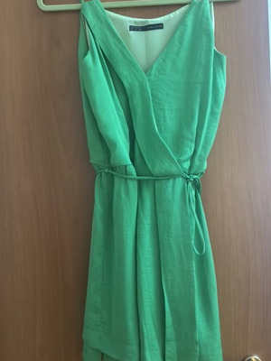 Silk dress Zara new, green, size M