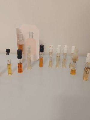 Perfume samples used, authentic tester set with box