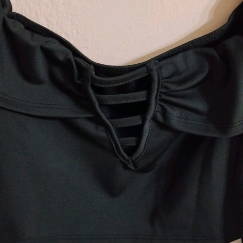 Off Shoulder Black Top like new with Sheer Sleeves, Size S
