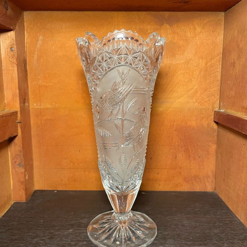 Crystal carved old vase like new
