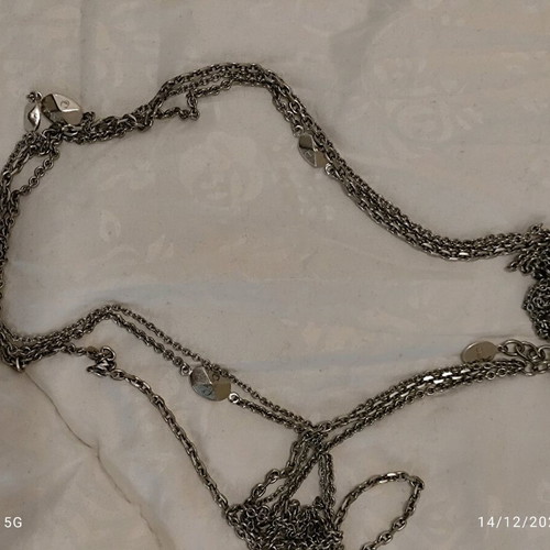 Christian Dior necklace triple chain long, like new, silver