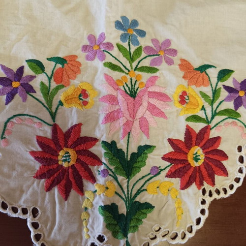 Two old handmade embroideries used, 110x33 cm each