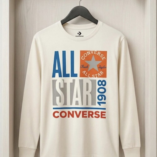 Converse All Star long sleeve shirt size M like new, off-white with colorful print