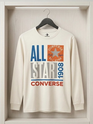 Converse All Star long sleeve shirt size M like new, off-white with colorful print
