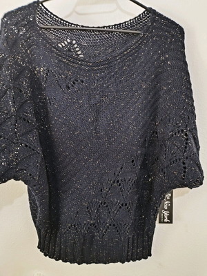 Knitted sweater new, blue with gold details, sizes L and XL