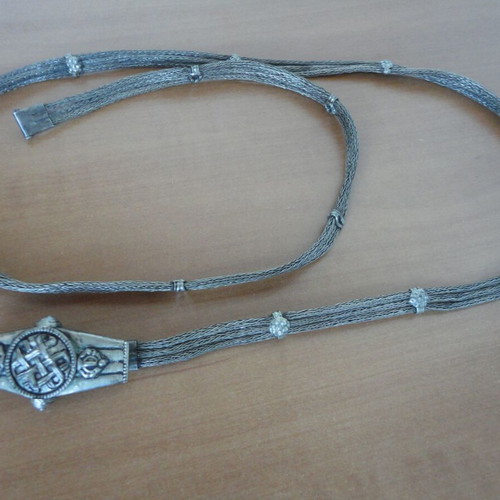 Antique women's metal belt used, length 95 cm
