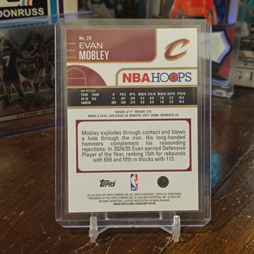 2025-26 Topps NBA Hoops #28 Evan Mobley Cleveland Cavaliers card