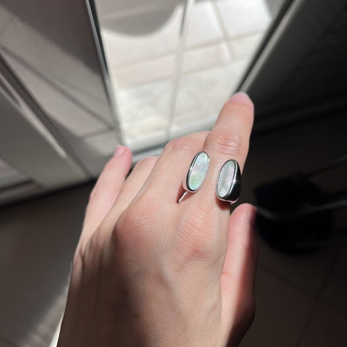 Steel ring with Mother of Pearl, statement design