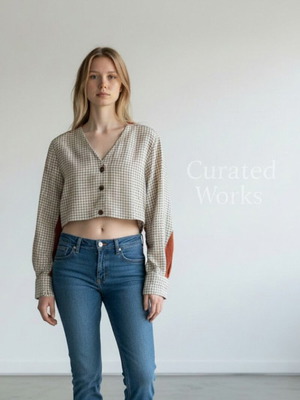 Barbour Cropped Blazer Shirt like new, check pattern, size S/M