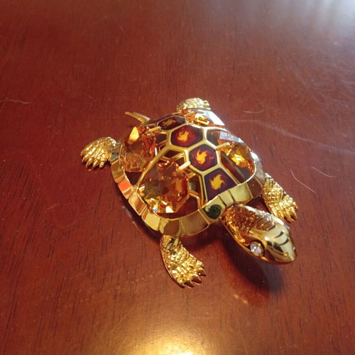 24K Gold Plated Turtle with Swarovski Crystals