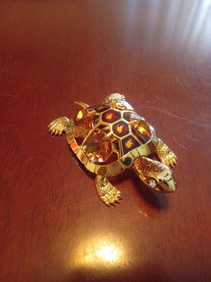 24K Gold Plated Turtle with Swarovski Crystals