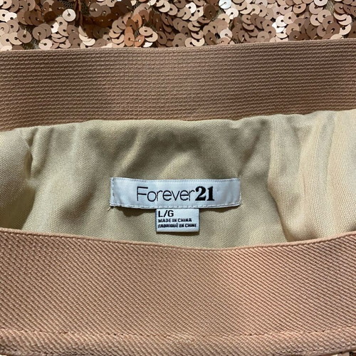 Forever 21 mini skirt new with sequins, size L, beige gold