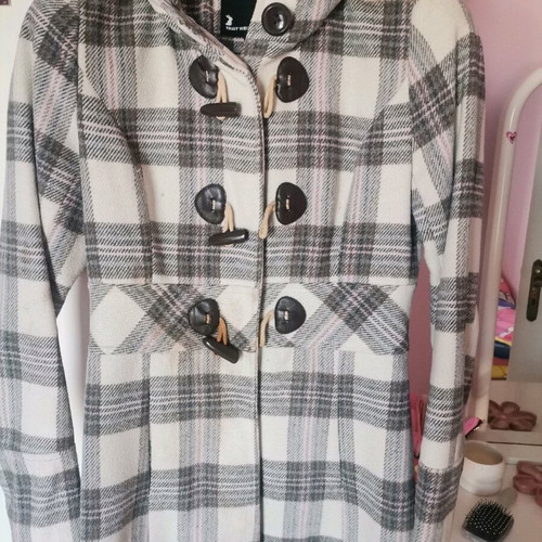 Women's coat used Tally Weijl medium size plaid with hood