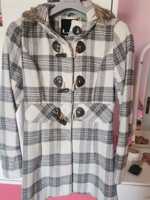 Women's coat used Tally Weijl medium size plaid with hood