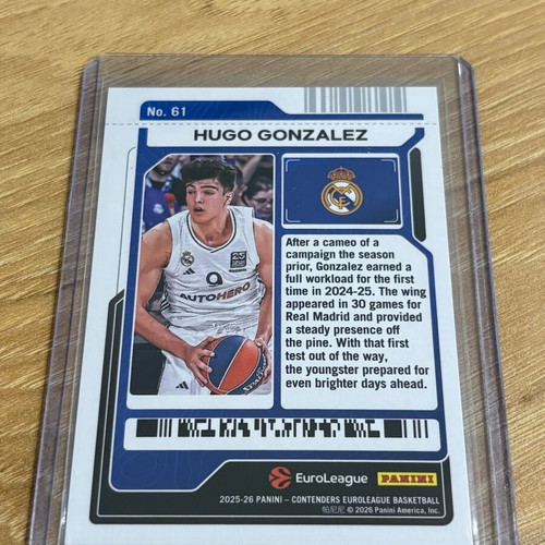 Hugo Gonzalez 2025-26 Panini Contenders EuroLeague Game Ticket Orange like new #61