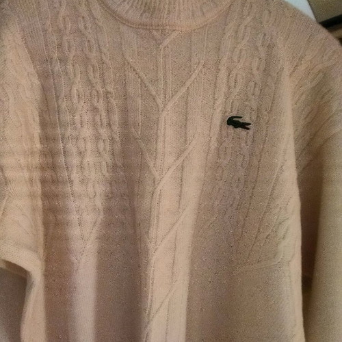 Lacoste Sweater XL 100% Wool Like New White Original
