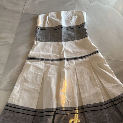 Forel strapless midi dress white and black like new, lined, size L