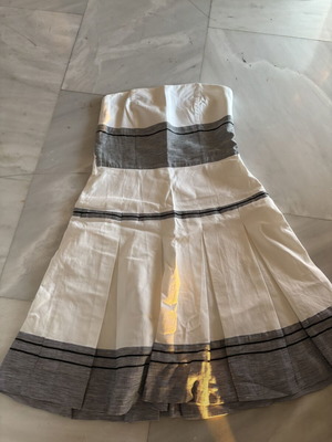 Forel strapless midi dress white and black like new, lined, size L