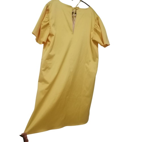 Yellow dress by Georgias Moditi new, cotton satin, medium-large