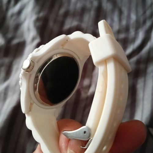 Wristwatch set like new, white and brown, needs battery