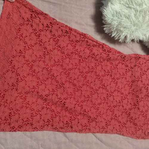 Coral lace strapless dress like new