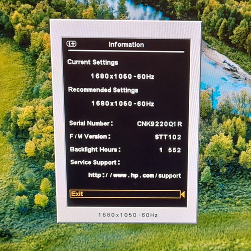 HP L2245wg LCD Monitor 22" used, 1680x1050 resolution, 60Hz