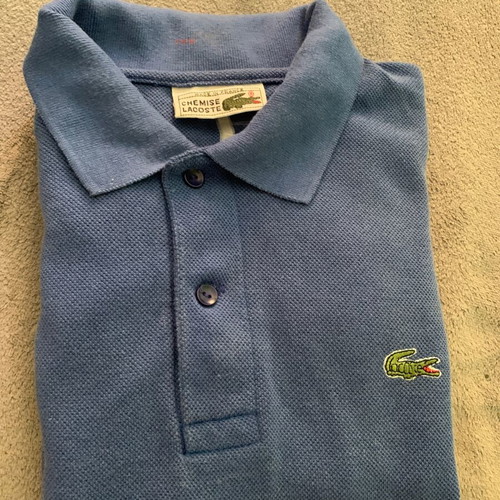 Lacoste polo shirt medium blue, made in France, 90s