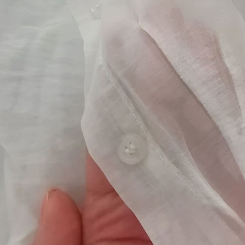 Semi-transparent white shirt size M like new, no collar, buttons