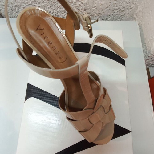 Vicenza women's summer sandals size 37 beige with 10cm heel like new