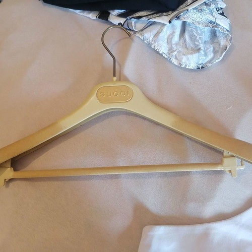 Gucci vintage clothes hanger used, cream-beige with velvet details