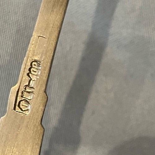 Art Deco gold-plated fruit fork set USSR 1970s, like new