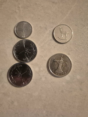 Foreign coins from Oman and United Arab Emirates set like new