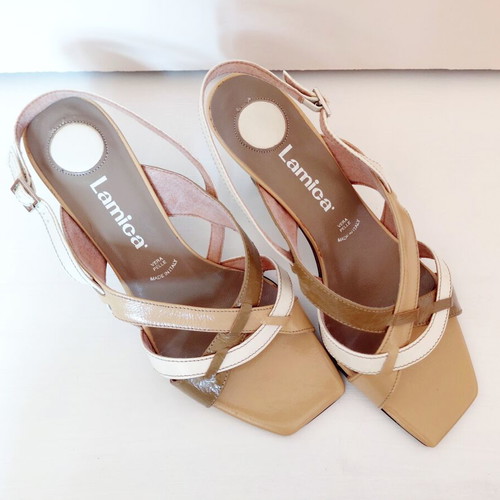 Leather sandals size 39-40 new beige brown