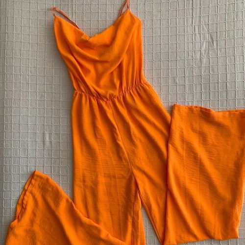 Jumpsuit size S like new, orange, elastic waist