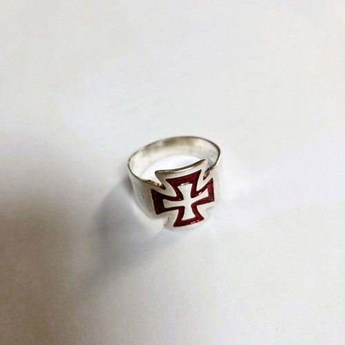 Men's ring with Knights Templar emblem, new, red enamel