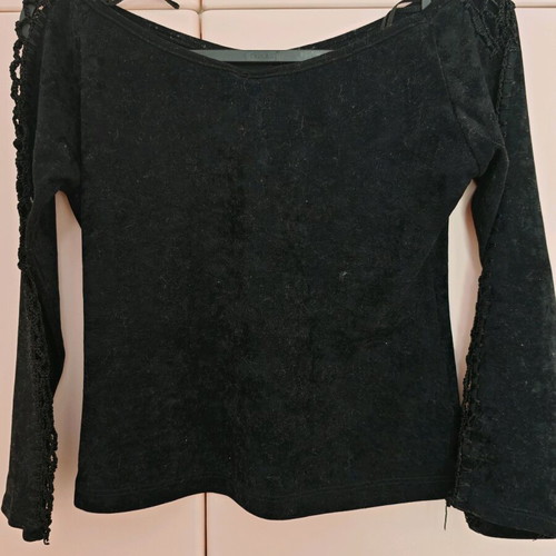 Personal Club black blouse with lace details, size M